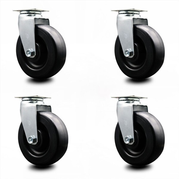 Service Caster 6 Inch Polyolefin Wheel Swivel Caster Set with Ball Bearings SCC SCC-20S620-POB-4 - main